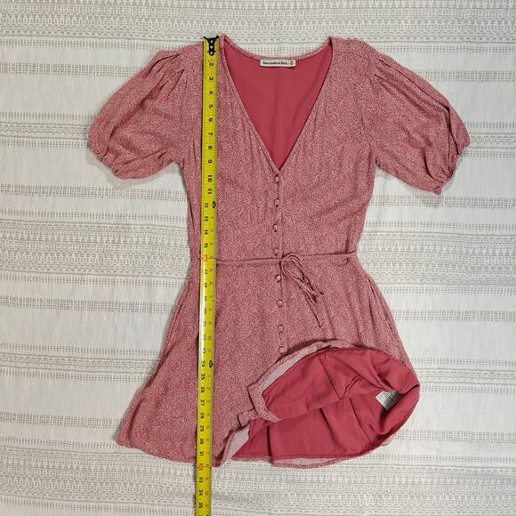 Abercrombie & Fitch Pink Floral Button-Front Dress Puff Sleeves Size XS - Picture 5 of 7